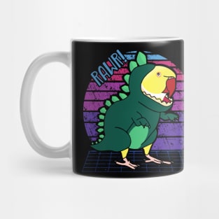 Vaporwave Yellow Indian Ringneck Dinosaur Mug